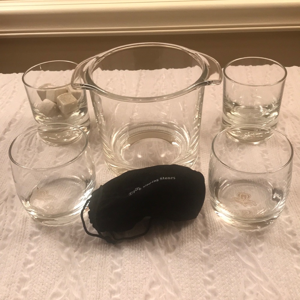 2 Sets/2 Whiskey Glasses, Sipping Stones, Ice Pail